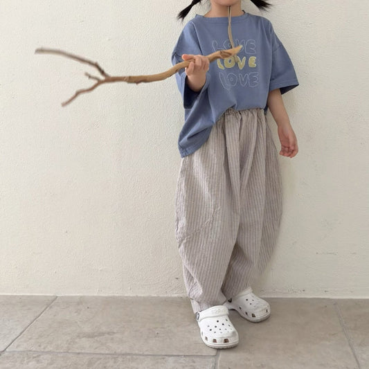 Toddler SS26 Stripe Baggy Pants (1-7y) - Beige - AT NOON STORE