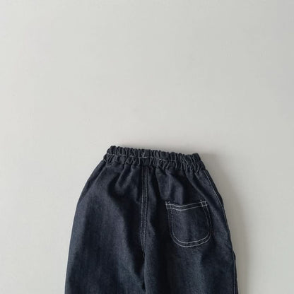 Toddler S25 Stitch Detail Denim Pull On Pants (1-6y) - Denim - AT NOON STORE