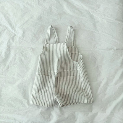 Toddler S25 Front Pockets Stripe Short Overalls (2-7y)- 2 Colors - AT NOON STORE