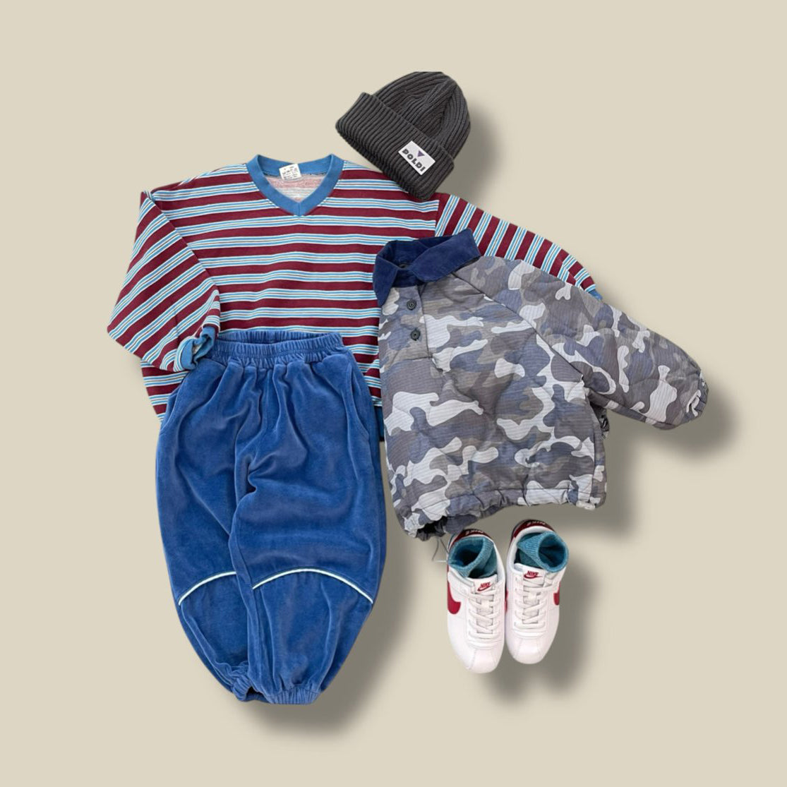 Toddler W25 V-Neck Stripe Long Sleeve Sweatshirt (3-7y) - 2 Colors