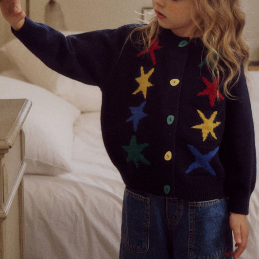 Kids F25 Star Knit Cardigan (3-7y) - Navy