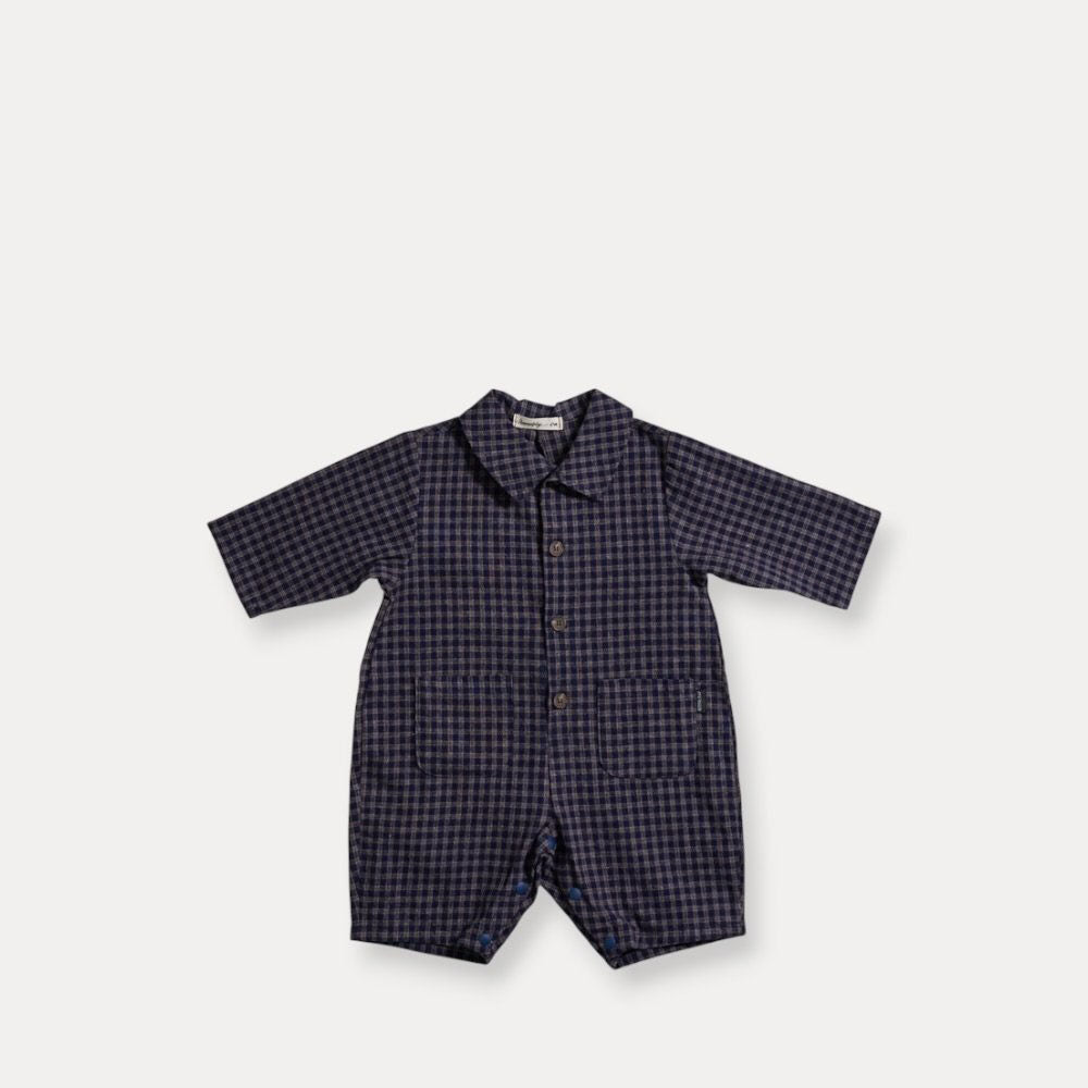 Baby F26 Plaid Collared Long Sleeve Jumpsuit (3-18m) - 2 Colors