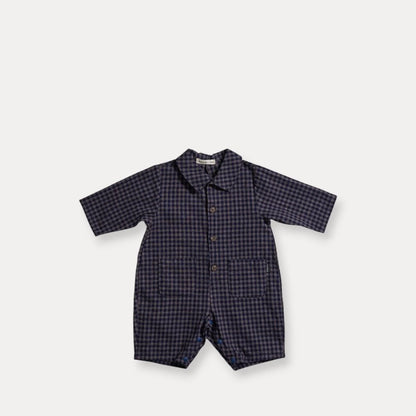 Baby F26 Plaid Collared Long Sleeve Jumpsuit (3-18m) - 2 Colors
