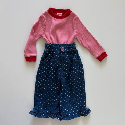 Toddler F26 Heart Ruffle Hem Pants  (1-6y) - Blue