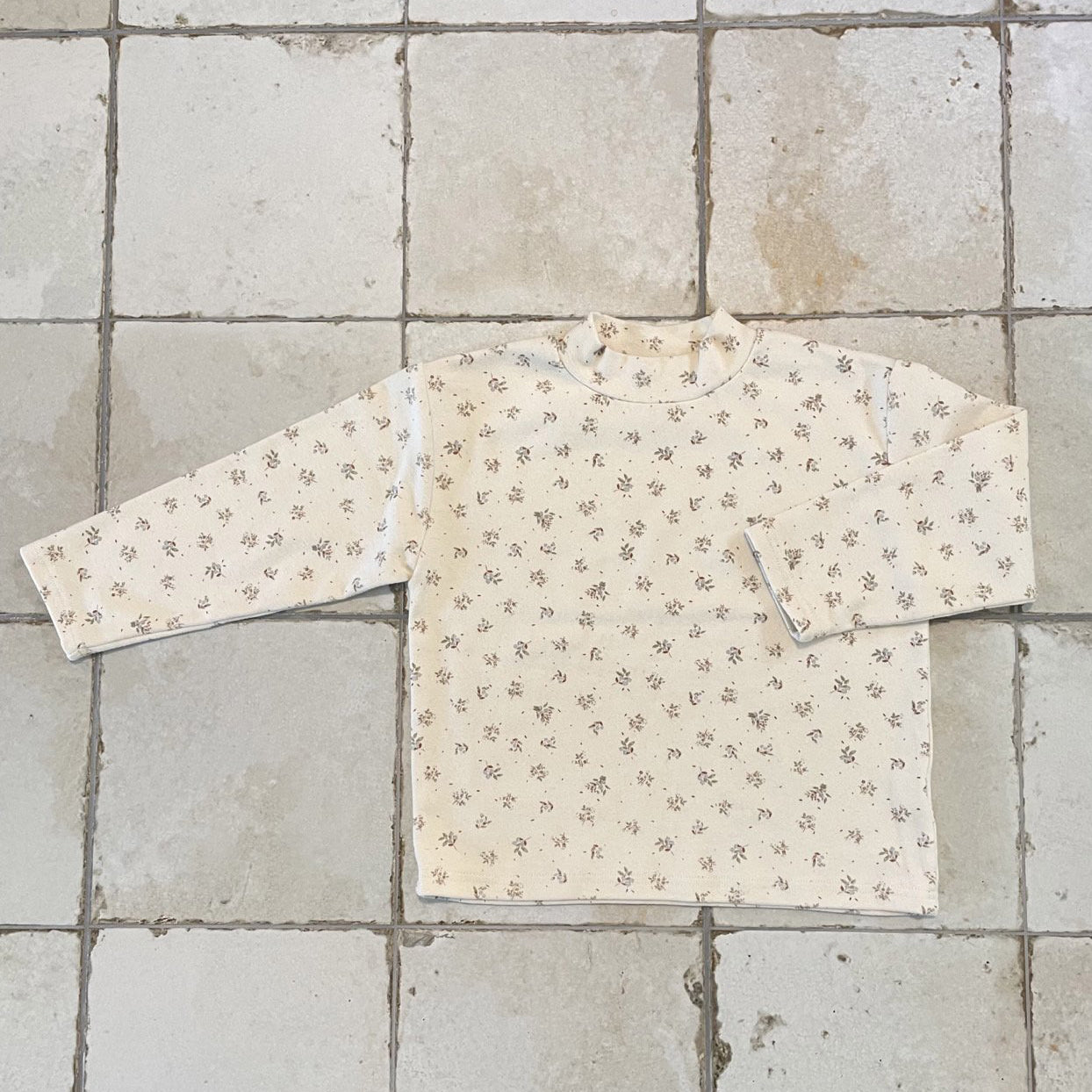 Toddler W25 Floral Mock Neck Long Sleeve Top (1-7y) - 2 Colors