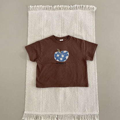 Toddler F25 Apple Print Short Sleeve Top (1-7y) - 3 Colors - AT NOON STORE