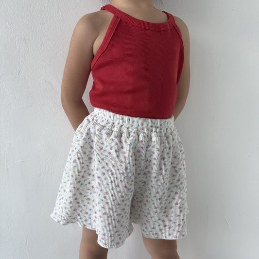 Toddler SS25 Floral Waffle Shorts (1-7y) - Ivory