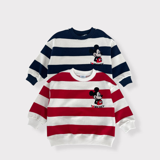 Toddler SP26 I Love MICKEY Stripe Long Sleeve Sweatshirt (1-7y) - 2 Colors - AT NOON STORE