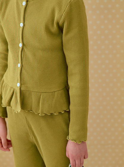 Toddler SP26 Lettuce-Edge Ribbed Peplum Cardigan (2-7y) - 2 Colors - AT NOON STORE