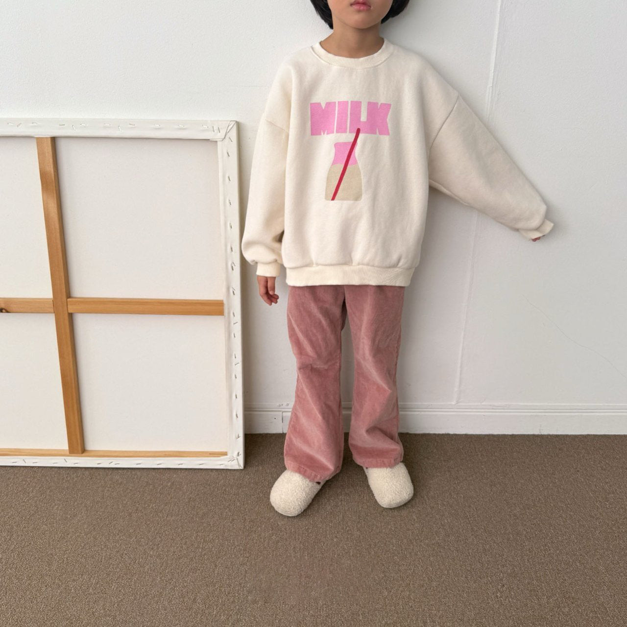 Toddler W25 Milk Print Long Sleeve Sweatshirt (3-8y) - 2 Colors
