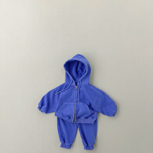 Kids Garment-Dyed Zip-up Hoodie and Jogger Pants Set (1-6y) - 2 Colors