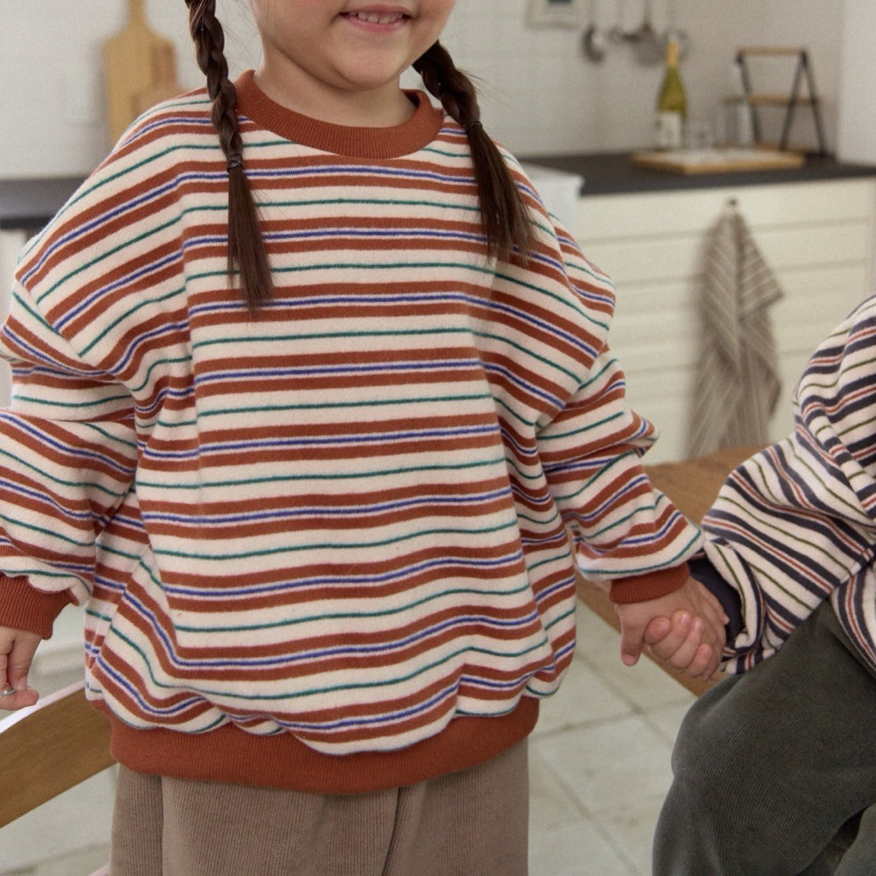 Kids W25 Brushed Cotton Multicolor Stripe Long Sleeve Sweatshirt (1-6y) - 2 Colors