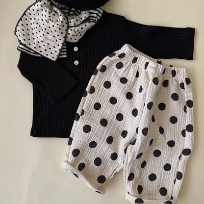 Baby/Toddler Aosta F26 Cotton Pull-on Pants (3m-5y) - Black Polka Dot