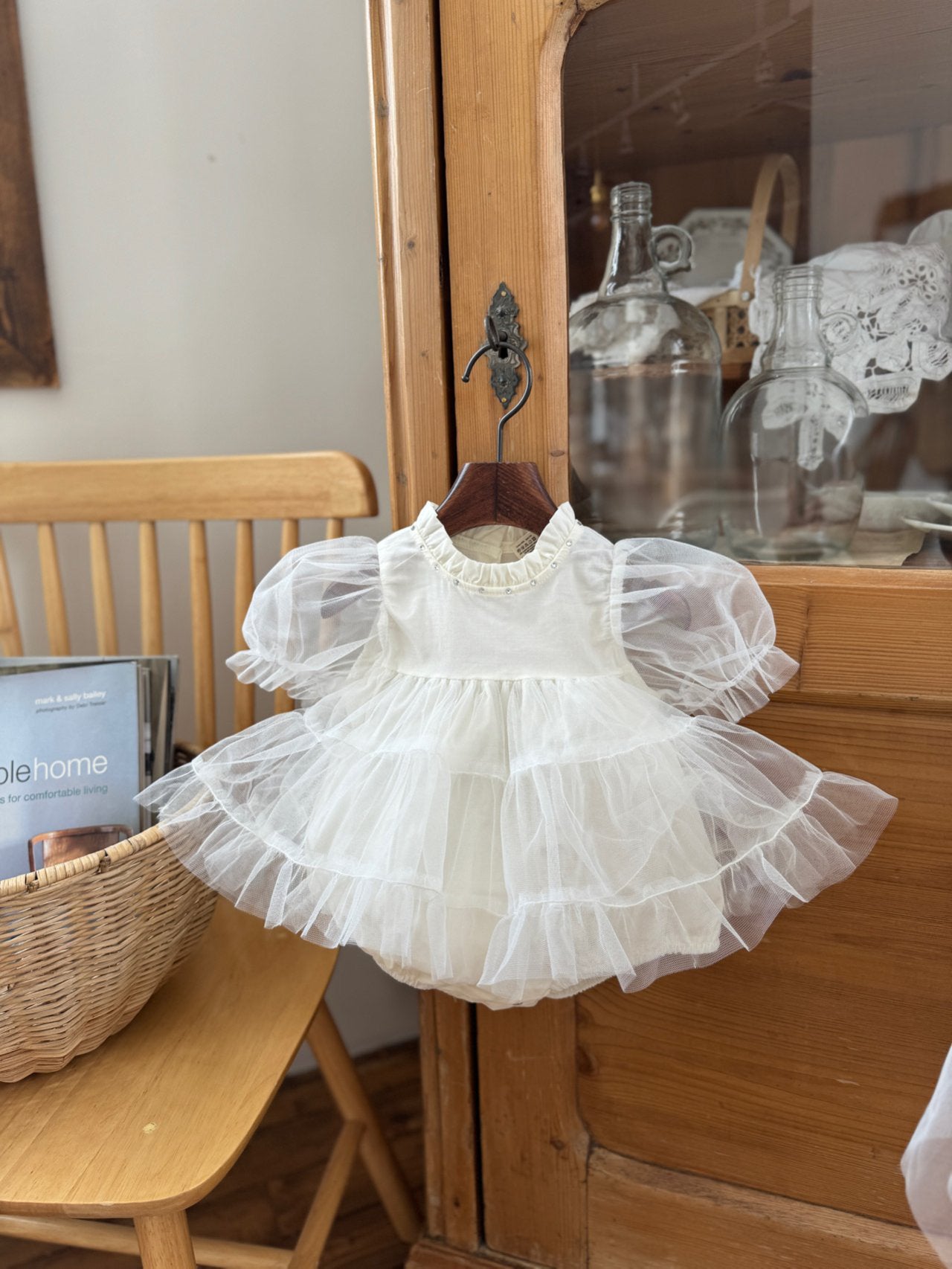 Baby Marron Short Puff Sleeve Tutu Dress Romper (3-23m) - 2 Colors - AT NOON STORE