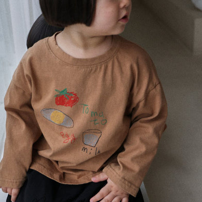 Toddler F26 Tomato Egg Milk Print Long Sleeve Top (6m-6y) - 2 Colors