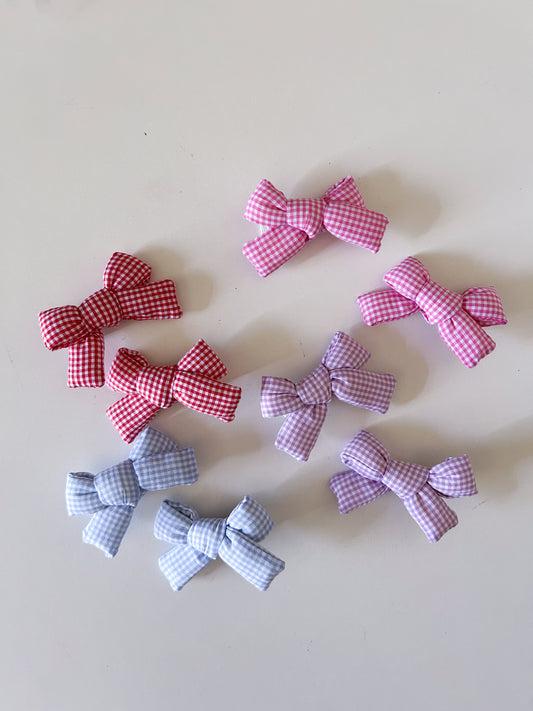 Girls Gingham Bow Hair Clips (2pk) - 4 Colors