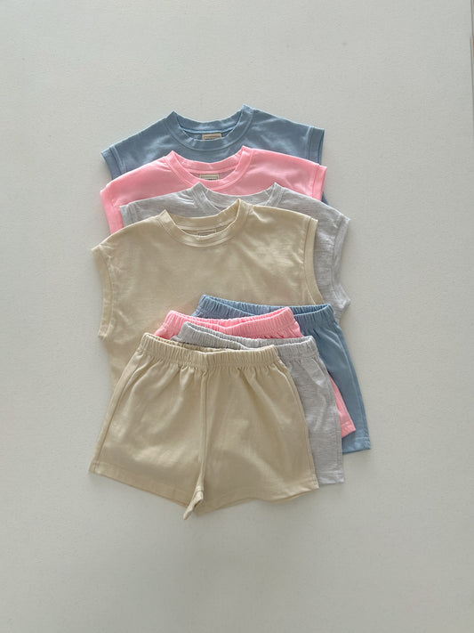 Kids Soy SS25 Muscle Sleeveless Top and Shorts Set (1-6y) - 4 Colors