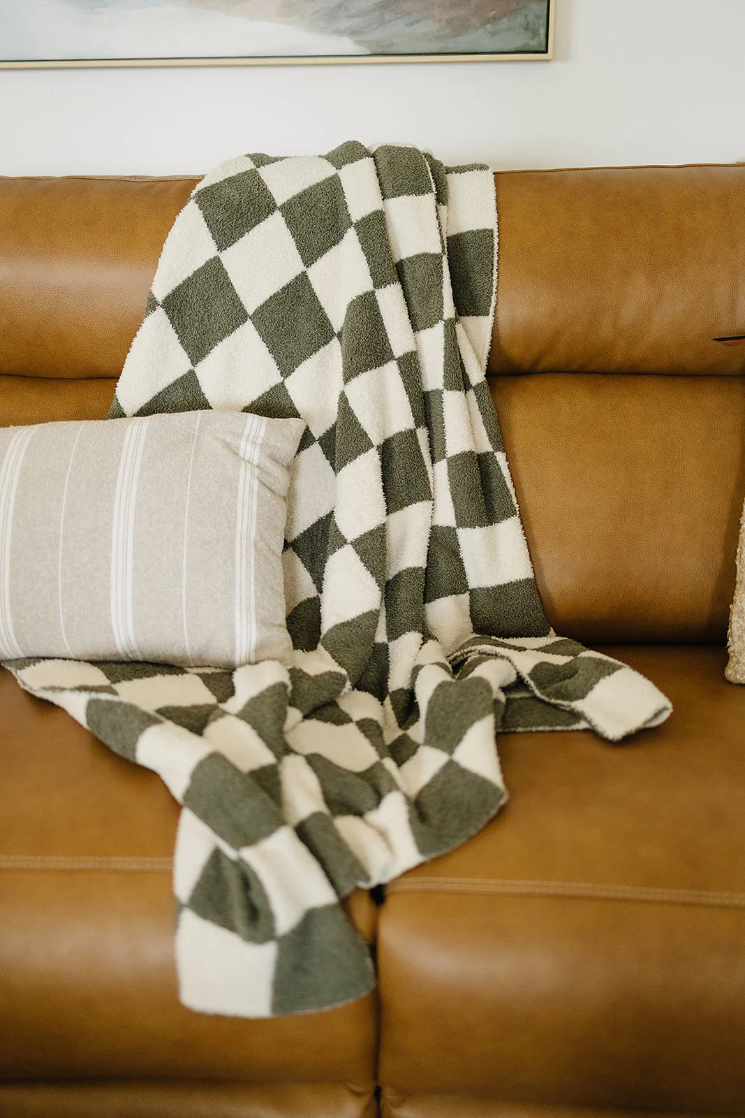 Green Checkered Plush Blanket - AT NOON STORE