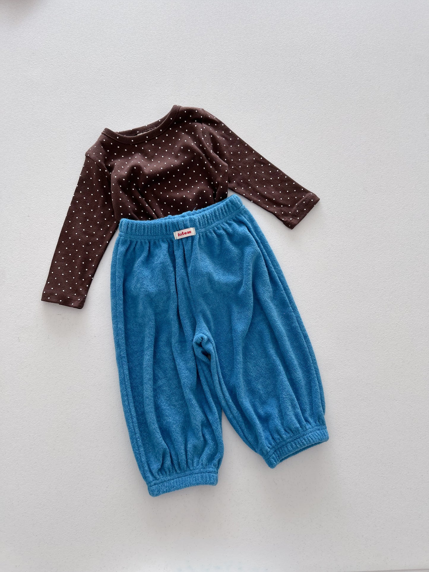 Kids Soy F26 Polka Dot Long Sleeve Top and Terry Cloth Balloon Pants Set (1-6y) - 3 Colors