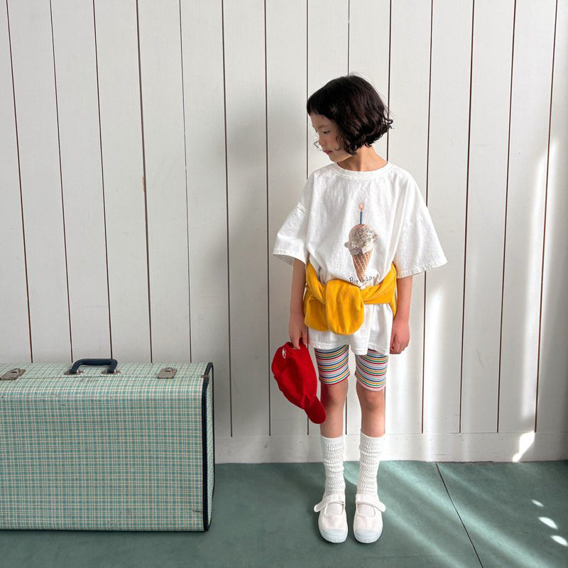 Toddler SP26 Multicolor Stripe Biker Shorts  (1-6y) - AT NOON STORE