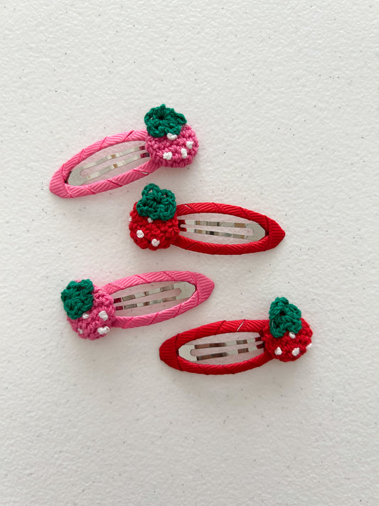 Girls Strawberry Hair Snap Clips (2pk) - 2 Colors - AT NOON STORE