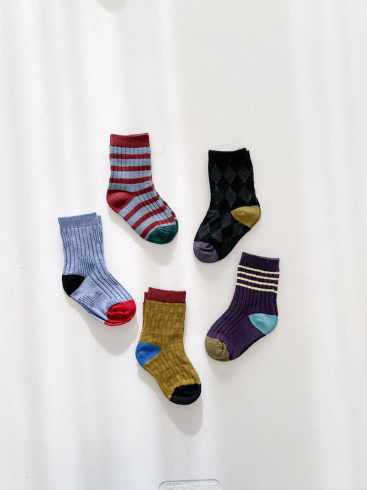 Toddler Jacquard 5PK Socks Set (1-8y) - Sky Blue