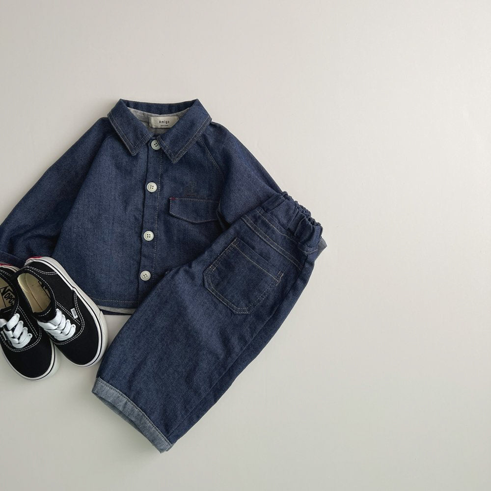 Toddler F25 Soft Denim Long Sleeve Shirt Jacket (1-6y) - 2 Colors - AT NOON STORE