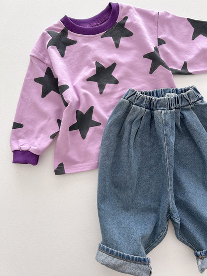 Toddler F26 Star All-Over Print Long Sleeve Top (2-9y) - Pink