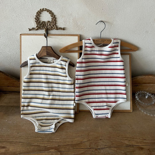 Baby Lala Multi-Stripe Tank Top Ribbed Romper (0-18m) - 2 Colors - AT NOON STORE