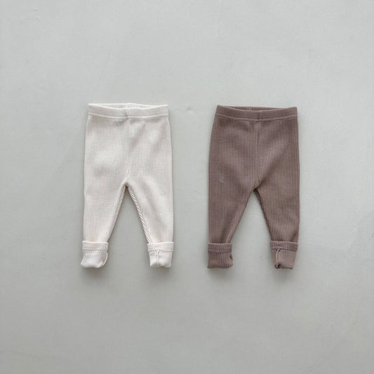 Baby Ribbed Leggings  2 Pack Set  (3-18m) - Beige/Brown