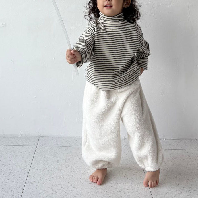 Toddler W25 Warm Fleece Stripe Mock Neck Long Sleeve Top (1-7y) - 2 Colors