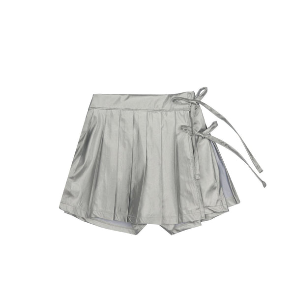 Girls Silver Wrap Pleated Skirted Pants(3-6y) - Silver