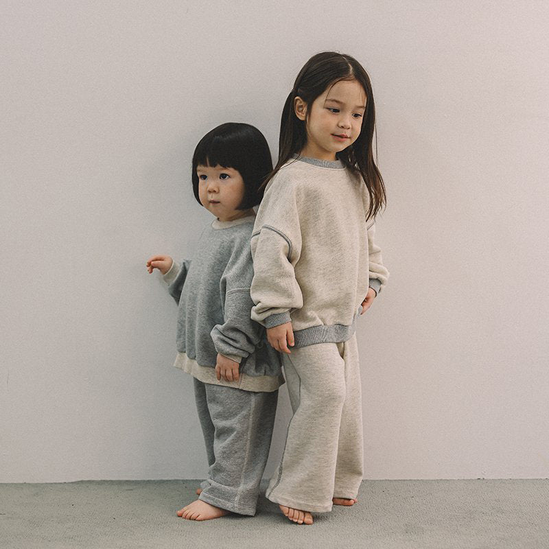 Toddler Mel SP26 Stitch Detail Long Sleeve Sweatshirt and Pull-On Pants Set (1-8y) - 2 Colors - AT NOON STORE
