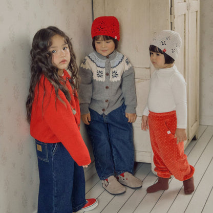 Kids F26 Snowflake Knit Cardigan (3-9y) - Gray