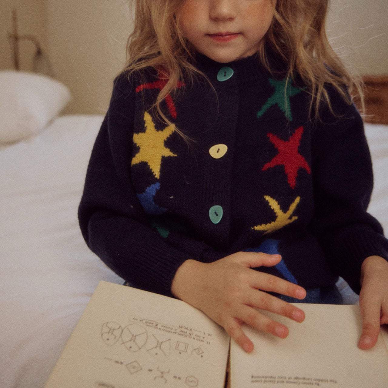 Kids F25 Star Knit Cardigan (3-7y) - Navy