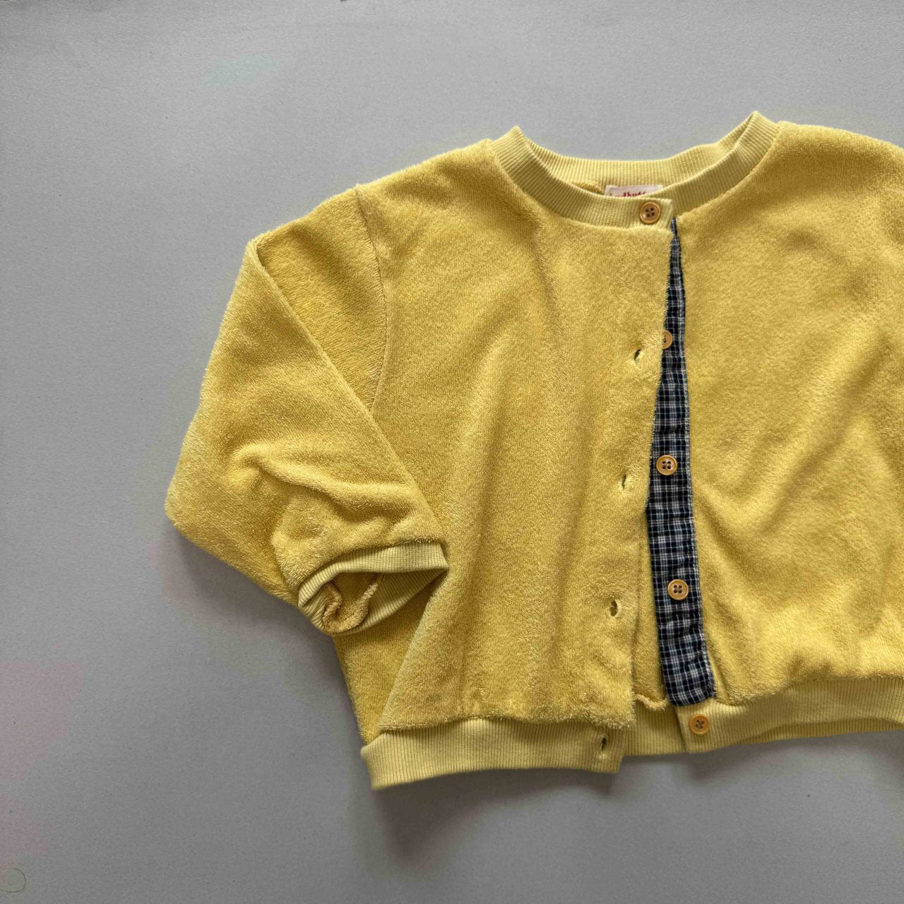 Toddler F25 Plaid Placket Terry Cloth Long Sleeve Cardigan (3-7y) - 2 Colors
