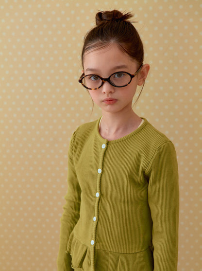 Toddler SP26 Lettuce-Edge Ribbed Peplum Cardigan (2-7y) - 2 Colors - AT NOON STORE