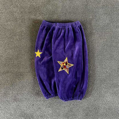 Toddler W26 Star Embroidery Velour Jogger Pants  (2-6y) - 2 Colors