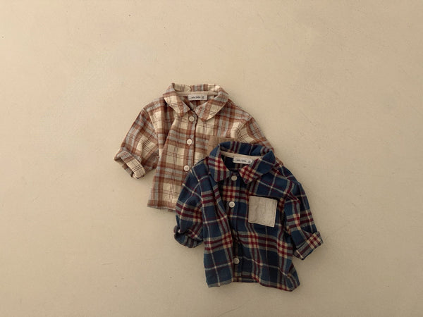 Baby Contrast Pocket Flannel Shirt(3-18m) -2 Colors