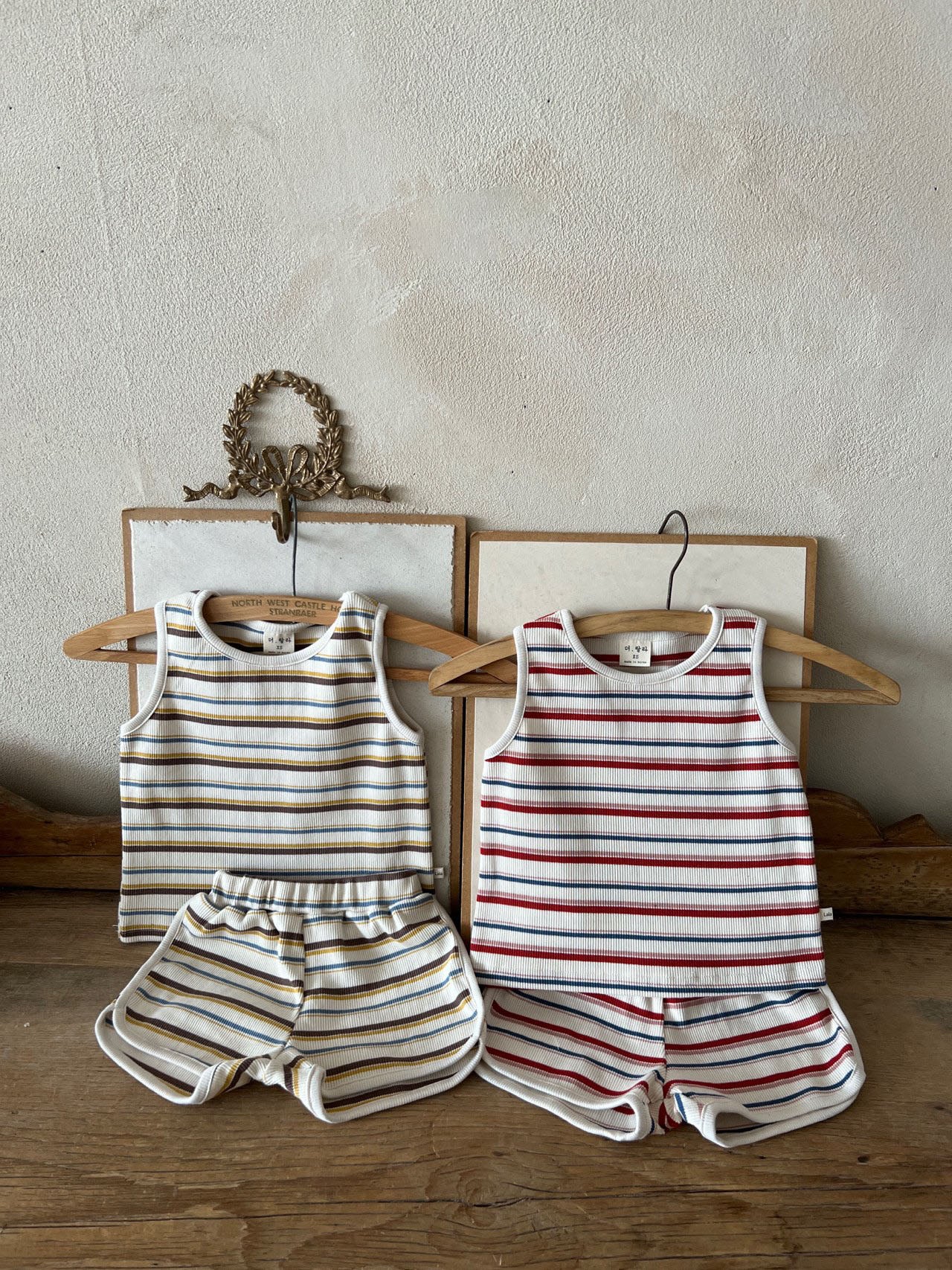 Toddler Lala Multi-Stripe Ribbed Tank Top and Shorts Set (1-6y) - 2 Colors - AT NOON STORE