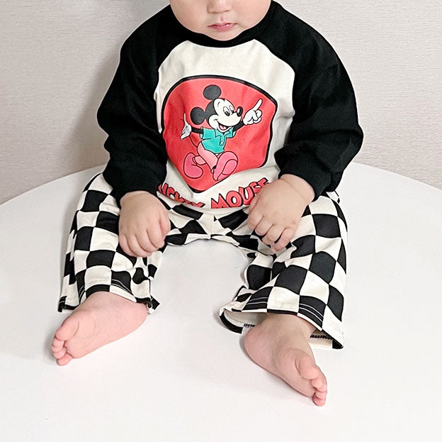 Toddler Disney Mickey Mouse Raglan Tee and Checkered Pull On Pants Set (9m-6y) -2 Colors