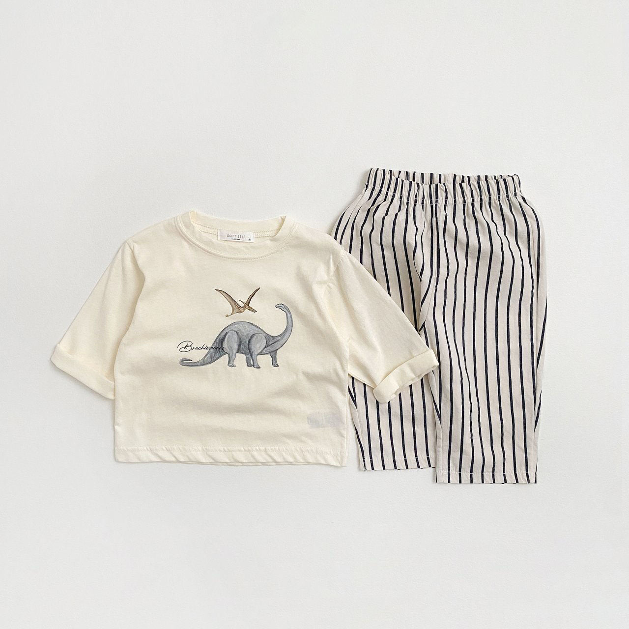 Toddler Dinosaur Sweatshirt and Stripe Pull-on Pants Set (1-7y) - 4 Colors - AT NOON STORE