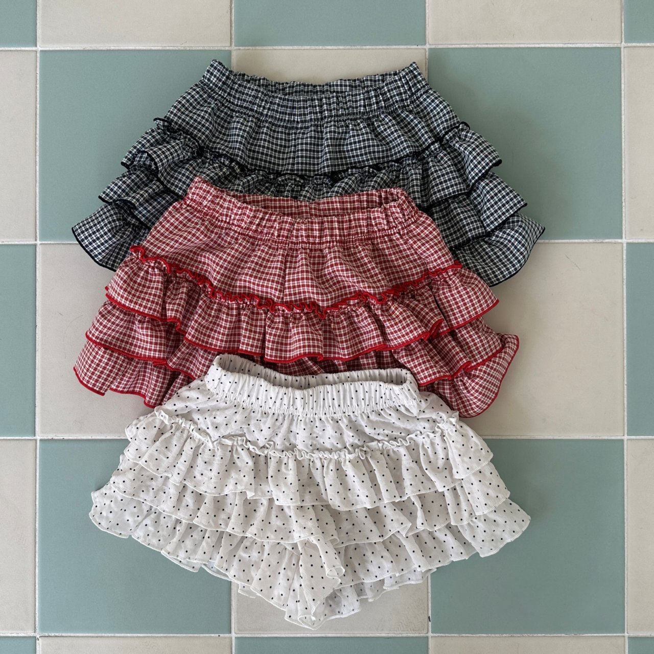 Kids SS25 Polka Dot Ruffle Layered Shorts (2-9y) - Ivory - AT NOON STORE