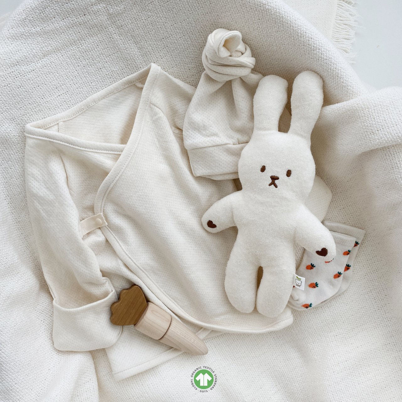 Organic Cotton Bear Stuffed Animal Toy - Bunny - AT NOON STORE