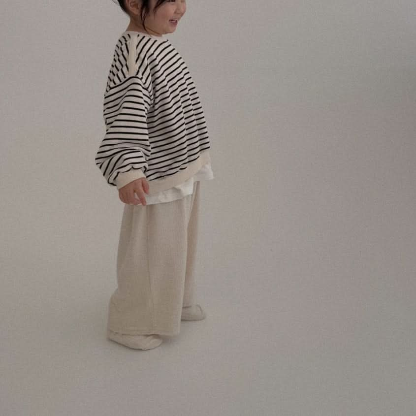 Toddler Bella S25 Stripe Loose Fit Cropped Sweatshirt (1-6y) - Ivory - AT NOON STORE