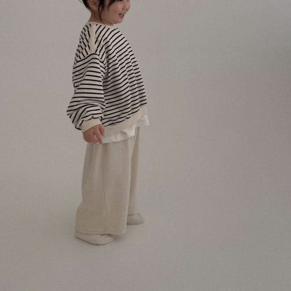 Toddler Bella S25 Stripe Loose Fit Cropped Sweatshirt (1-6y) - Ivory - AT NOON STORE