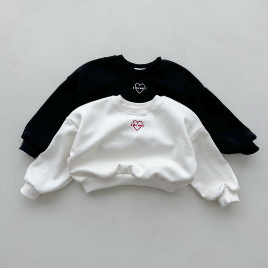 Toddlers I Like You Embroidery Crop Sweatshirt (2m-6y) - 2 Colors - AT NOON STORE