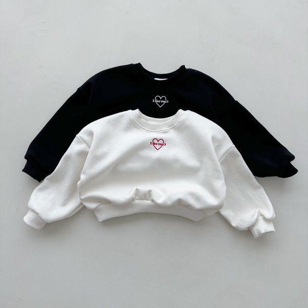 Toddlers I Like You Embroidery Crop Sweatshirt (2m-6y) - 2 Colors