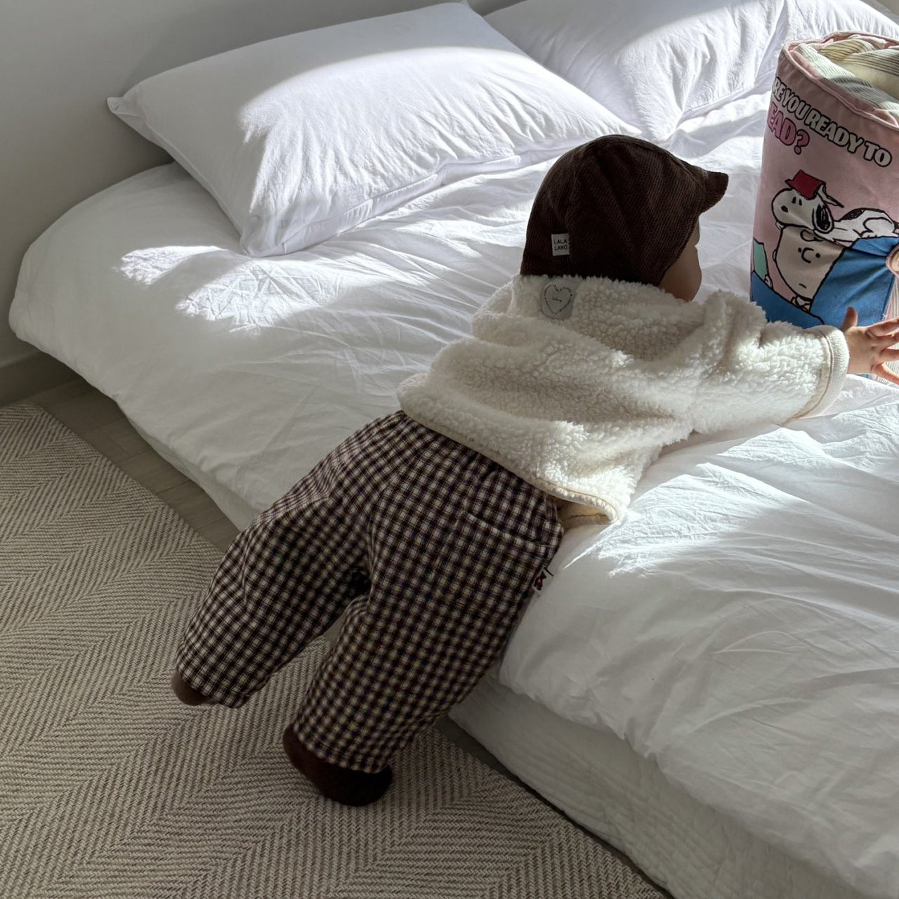 Baby Land W25 Sherpa Lined Plaid Pull-on Pants (4m-18m) - 2 Colors