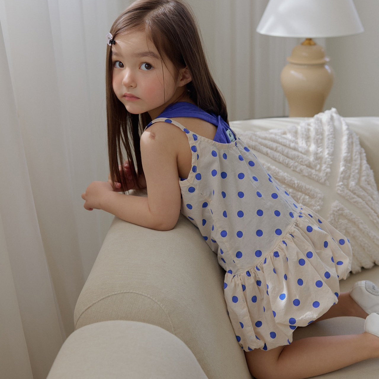 Toddler SS26 Polka Dot Tank Top Balloon Dress (3-7y) - Ivory - AT NOON STORE